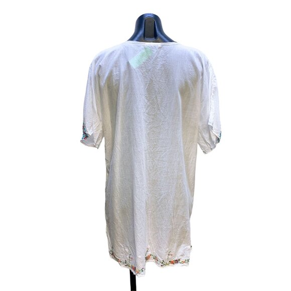 Johnny Was White Embroidered Boho Tunic Top - Size L - Picture 2 of 7